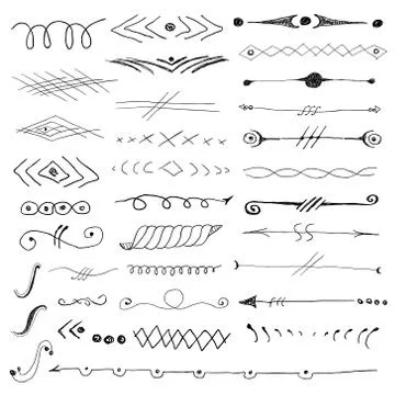 Abstract pattern hand drawn vignettes divider set Stock Illustration