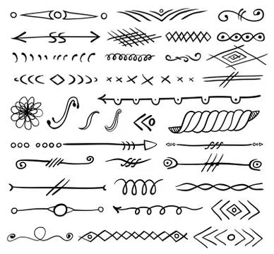 Abstract pattern hand drawn vignettes divider set Stock Illustration