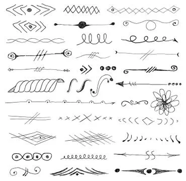 Abstract pattern hand drawn vignettes divider set Stock Illustration