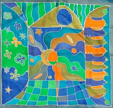 Abstract pattern on handmade silk batik abstract architectural pattern of ... Stock Photos