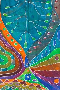 Abstract pattern on handmade silk batik abstract floral pattern of painted... 스톡 사진
