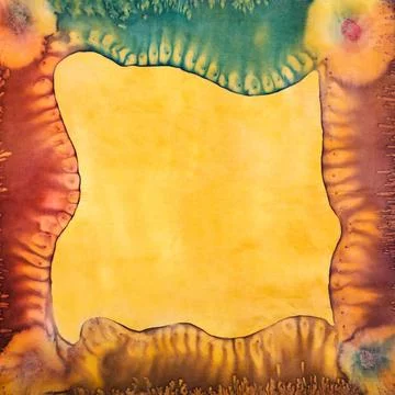 Abstract pattern on handmade silk batik abstract yellow contour and saltin... Stock Photos