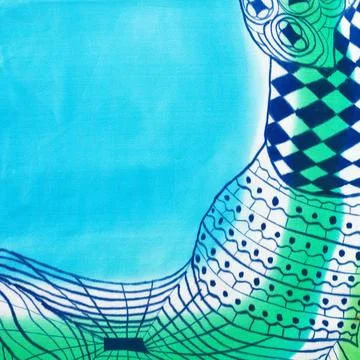 Abstract pattern on handmade silk batik abstract blue drawing geometric pa... Stock Photos