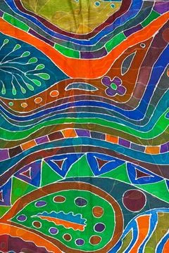 Abstract pattern on handmade silk batik abstract stpiped pattern of painte... 스톡 사진