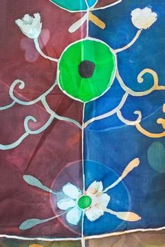 Abstract pattern on handmade silk batik abstract flower pattern of painted... Foto stock