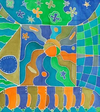 Abstract pattern on handmade silk batik abstract rural pattern of painted ... Foto stock
