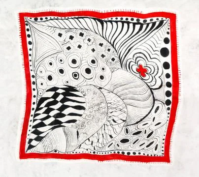 Abstract pattern on handmade silk batik abstract black drawing pattern of ... Stock Photos