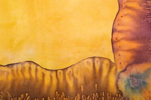 Abstract pattern on handmade silk batik abstract yellow and brown contour ... Foto stock