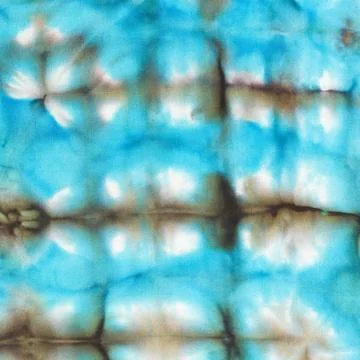 Abstract pattern on handmade silk batik abstract blue cells pattern of pai... Stock Photos