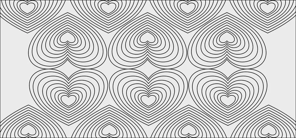 Abstract pattern heart-shaped geometric lines background Stock Illustration
