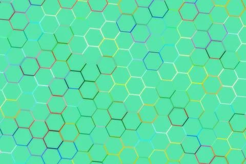 Abstract pattern with hexagon shapes on a teal background Stock Photos