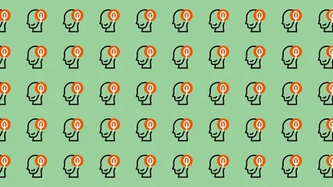 Abstract Pattern of Human Heads with Bitcoin Symbol. Stock Footage 325382812