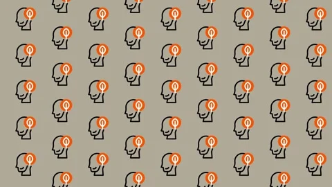 Abstract Pattern of Human Heads with Bitcoin Symbol. Stock Footage 325382833