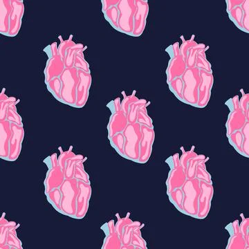 Abstract pattern with Human Hearts in Style of 90's. Flat design. Stock Illustration