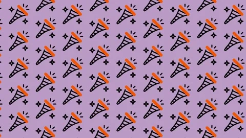 Abstract pattern of ice cream cones and stars on a purple background. Stock Footage 325387659