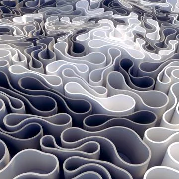 Abstract pattern of interaction flexible elastic organic shapes. 3d rendering 스톡 일러스트