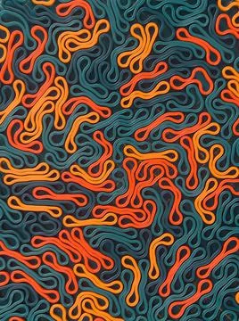 Abstract pattern of interaction flexible elastic shapes. 3d render illustration イラスト素材
