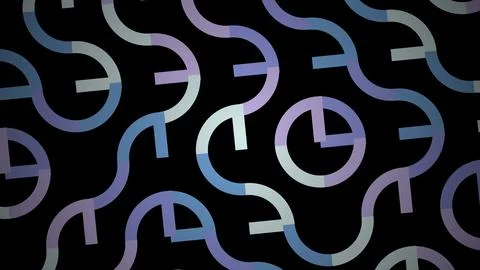 Abstract pattern of interconnected curved lines and shapes Stock Illustration