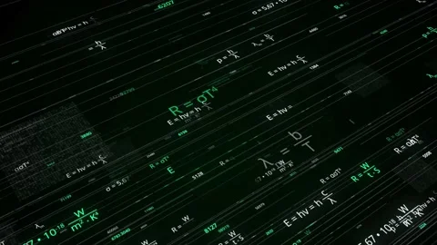Abstract pattern with a large number of formulas on a dark background. Animation Stock Footage 154717536
