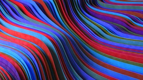 Abstract Pattern Layers of Blue and Purple Colorful Undulating Waves Cloth 3D  Stock Illustration