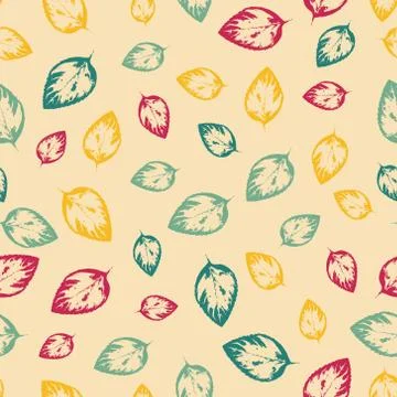 Abstract pattern with leaves on yelow background Stock Illustration