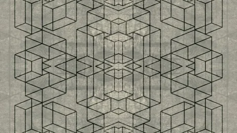 Abstract pattern on a light gray shabby background. Flat design. 3d rendering Stock Footage 296269199