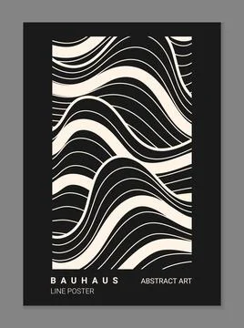 Abstract pattern. Line waves. Bauhaus poster. Geometric shapes. Modern art .. Stock Illustration