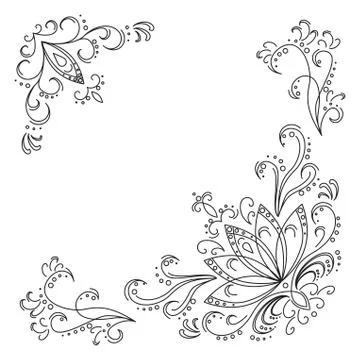 Abstract pattern: lotus, contours Illustrazione stock