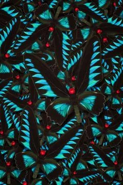 Abstract pattern maden from different colorful butterflies Foto stock