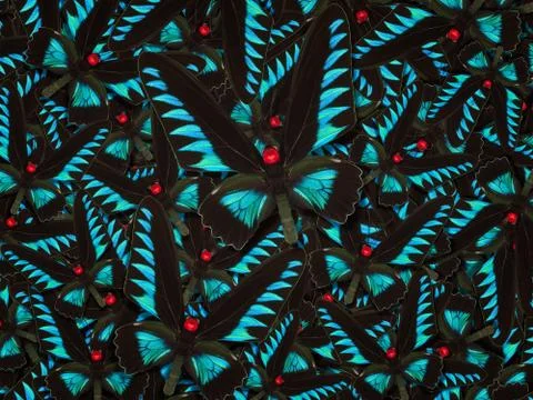 Abstract pattern maden from different colorful butterflies Stock Photos