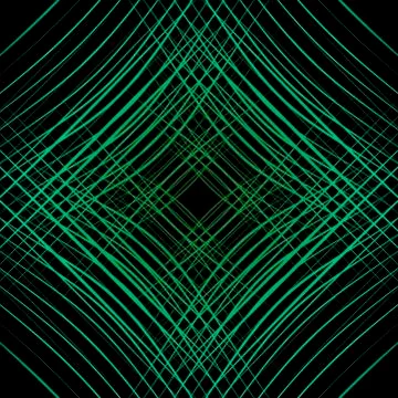 Abstract pattern of many lines forming asymmetric rhombuses on a black backgr Illustrazione stock