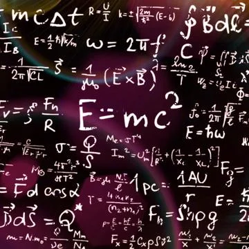 Abstract pattern of mathematical formulas on a purple background Stock Photos