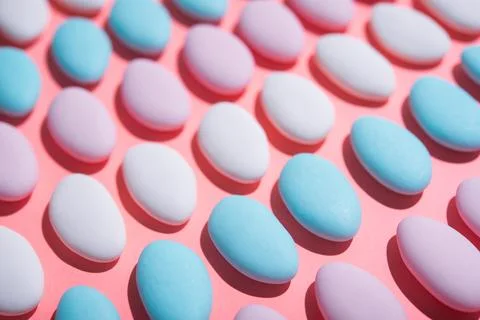 Abstract pattern in a minimal design. Pastel color. Flat Lay. Top view. Stock Photos