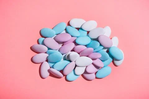 Abstract pattern in a minimal design. Pastel color. Flat Lay. Top view. Stock Photos