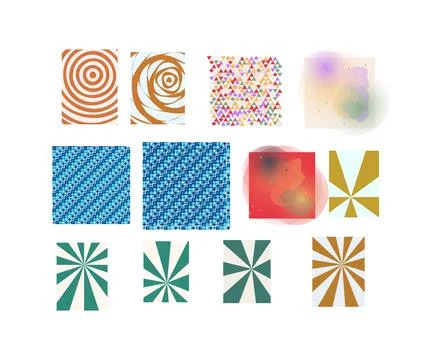 Abstract Pattern Mix Pack Geometric Spiral Gradient Texture Background Set Stock-Illustration