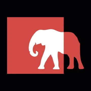 Abstract pattern with modern red elephants Illustrazione stock