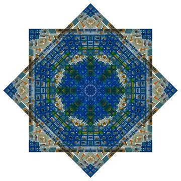 Abstract pattern, multi-colored kaleidoscope from photos modern buildings Stock Illustration