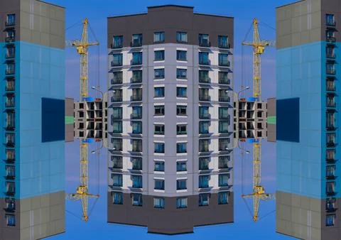 Abstract pattern, multi-colored kaleidoscope from photos modern buildings Ilustración de archivo