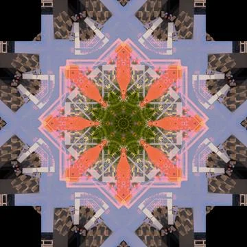 Abstract pattern, multi-colored kaleidoscope from photos modern buildings Stock Illustration