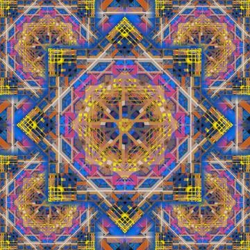 Abstract pattern, multi-colored kaleidoscope from photos modern buildings Ilustración de archivo