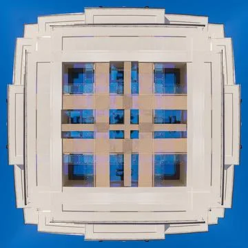 Abstract pattern, multi-colored kaleidoscope from photos modern buildings Illustrazione stock