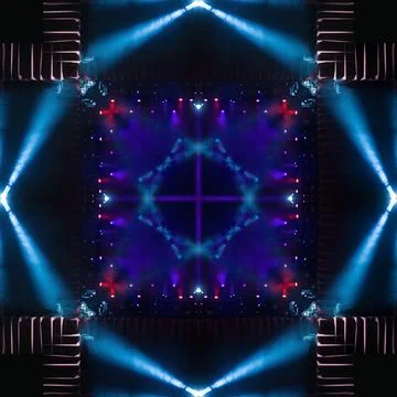 Abstract pattern, multi-colored kaleidoscope, lighting and spotlights Ilustración de archivo