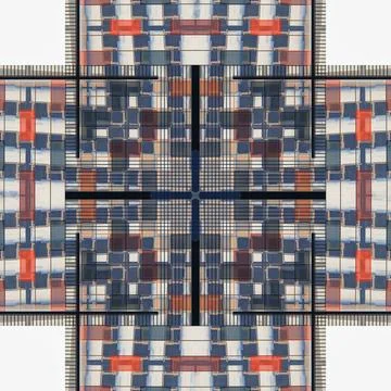 Abstract pattern, multi-colored kaleidoscope from photos modern buildings Stock Photos