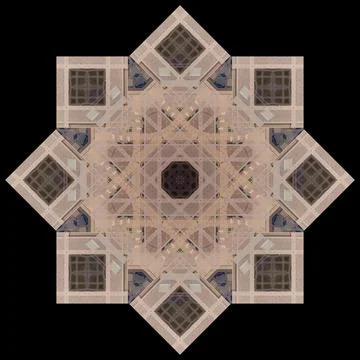 Abstract pattern, multi-colored kaleidoscope from photos modern buildings Foto stock