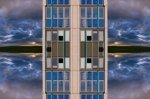 Abstract pattern, multi-colored kaleidoscope from photos modern buildings Foto stock