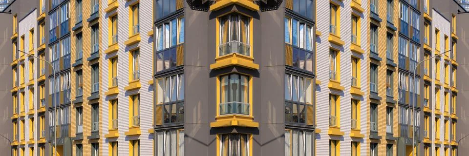 Abstract pattern, multi-colored kaleidoscope from photos modern buildings Stock-Fotos