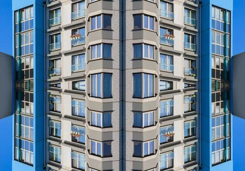 Abstract pattern, multi-colored kaleidoscope from photos modern buildings Foto stock