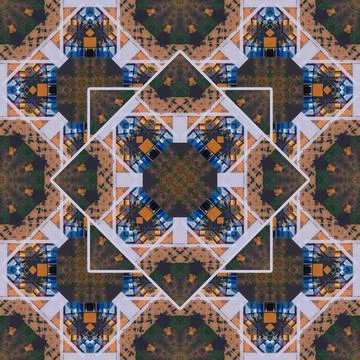 Abstract pattern, multi-colored kaleidoscope from photos modern buildings Foto stock