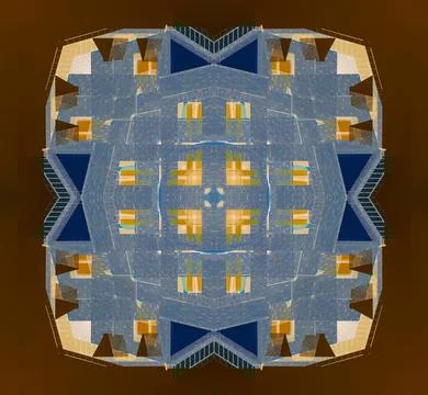 Abstract pattern, multi-colored kaleidoscope from photos modern buildings Photos