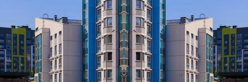 Abstract pattern, multi-colored kaleidoscope from photos modern buildings Foto stock
